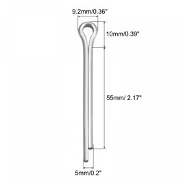 sourcing map 304 Stainless Steel Cotter Pins, 5mm x 55mm Hairpin Clip Fastener Fitting for Automotive, Mechanics, Silver Tone, 4Pcs