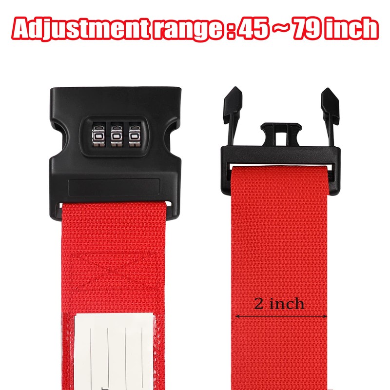 Luggage Strap, 2pcs Suitcase Straps with Password Lock Information Card,