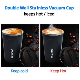 MOMSIV - Taza de viaje de 12 onzas, taza de café aislada con tapa a prueba de fugas, vaso reutilizable de doble pared de acero inoxidable al aspiradora para agua caliente y fría, café y té en viajes y