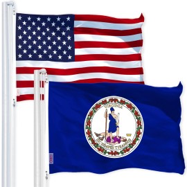 UD_G128 Combo Pack: USA American Flag 3x5 Ft 150D Printed Stars & Virginia Flag 3x5 Ft 150D Printed