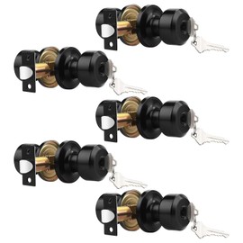 Probrico Black Door Knob Keyed Like Door Knob with Lock Interior/Exterior Door Knob Front Door Knobs Locking with Same Keys 5 Pack