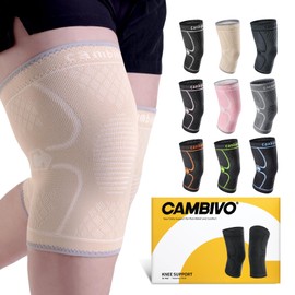 CAMBIVO CAMBIVO 2 Pack Knee Brace, Knee Compression Sleeve for Men and Women, Knee Support for Running, Workout, Gym, Hiking, Sports (Beige, XXXL)