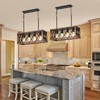 KEESFU 4-Light Farmhouse Linear Chandelier for Dining Room,Adjustable Rustic Pendant