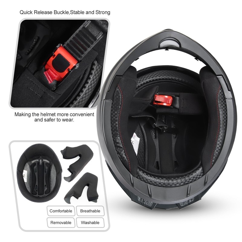 SPARK Adult Modular Motorcycle Helmet Dot Certified Flip-Up Dual Visor