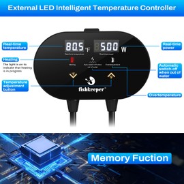 fishkeeper Aquarium Heater with Intelligent LED AlarmTemperature Controller, 500W Submersible Fish Tank Heater for 66-135 Gallon, Leaving Water Automatically Stop Heating, for Freshwater Saltwater