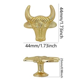 Vintage Animal Cabinet Knobs, Decorative Metal Cattle Cow Head Shape Knobs Pulls Handles for Drawer Cupboard Closet Dresser Knob Decor Rural Kitchen Furniture Hardware Handle 4 Pcs (Gold)