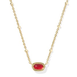 Kendra Scott Mini Elisa 14k Gold-Plated Satellite Short Pendant Necklace, Fashion Jewelry for Women, Red Illusion