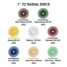 Dedeco Sunburst Radial Bristle Discs 48-Pack - 1" Curved - White 120 Grit (Medium) - Aluminum Oxide for Polishing & Finishing