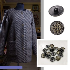 EMSea 20PCS Clothes Buttons Metal Shank Sewing Buttons Vintage Embellishments Buttons 17mm Round Shaped Decorative Fastener for Coat Uniform Jacket Ancient Bronze