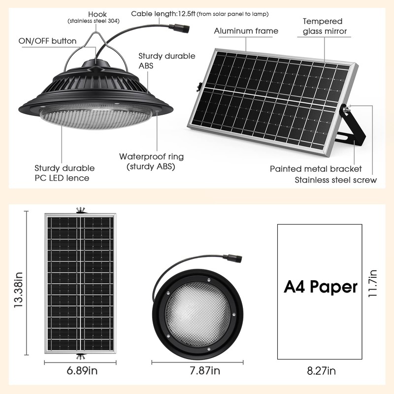 SunBonar Solar Shed Lights Indoor 2 Pack, 3200K/4000K/6000K Dimmable Daytime