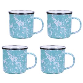 Golden Rabbit Enamelware - Set of 4-12oz Mugs (Sea Glass Swirl)