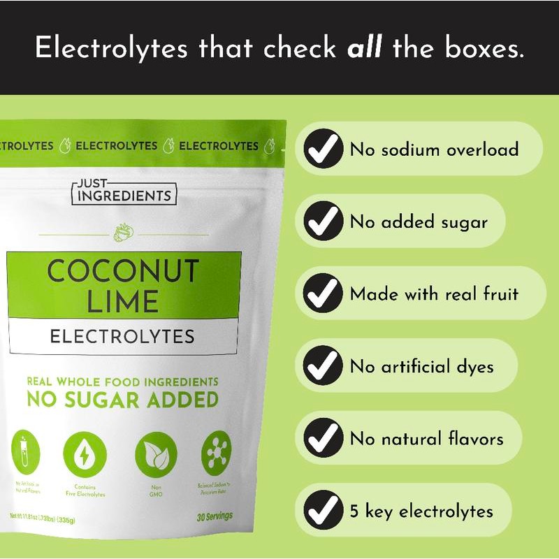 Just Ingredients Coconut Lime Electrolyte Powder – 30 Servings