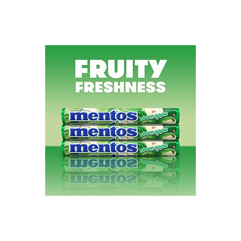 Mentos Chewy Mint Candy Roll, Green Apple Mint Candies, 14
