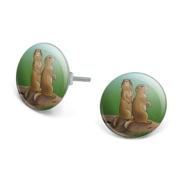 Pair of Prairie Dogs Novelty Silver Plated Stud Earrings