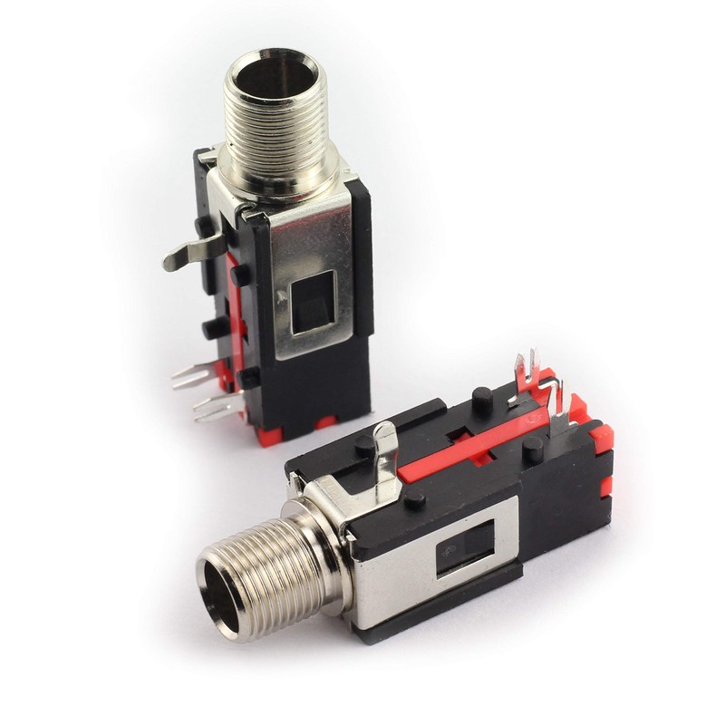 Tegg 2pcs 6.35mm Headphone Socket 2Pin Panel Mount Thread Lock