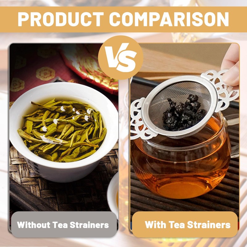 2 Pack Small Fine Mesh Tea Strainers with Bowl, Stainless