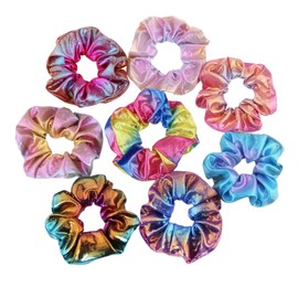 24Pcs Metallic Rainbow Hair Ties for Women Gilded Two Color Hair Bands Chic Ponytail Holders Blue Brown Yellow Durable Hair Accessories