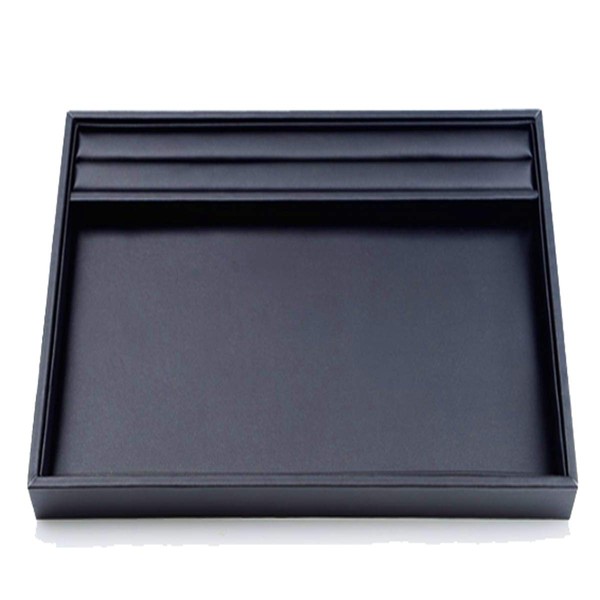 S.fields.inc Ring Grooved Jewelry Tray, Accessory Tray, Commercial Use, Hospitality Tray, Jewelry Case, Storage, Professional Jewelry Box (Black, PU Leather)