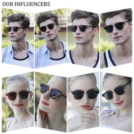 Dollger Classic Polarized Browline Sunglasses for Mens Womens Half Frame mirrored Retro Sunglasses Black Lens with Matte Black Frame