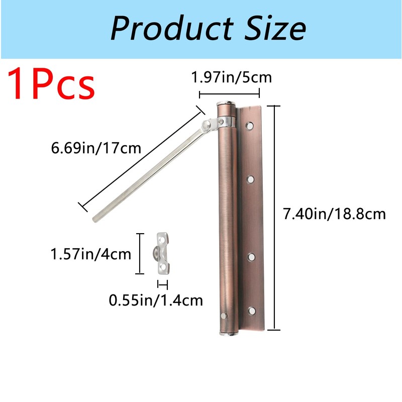 Geesatis 1Pcs Safety Spring Door Closer, Stainless Steel Adjustable Automatic