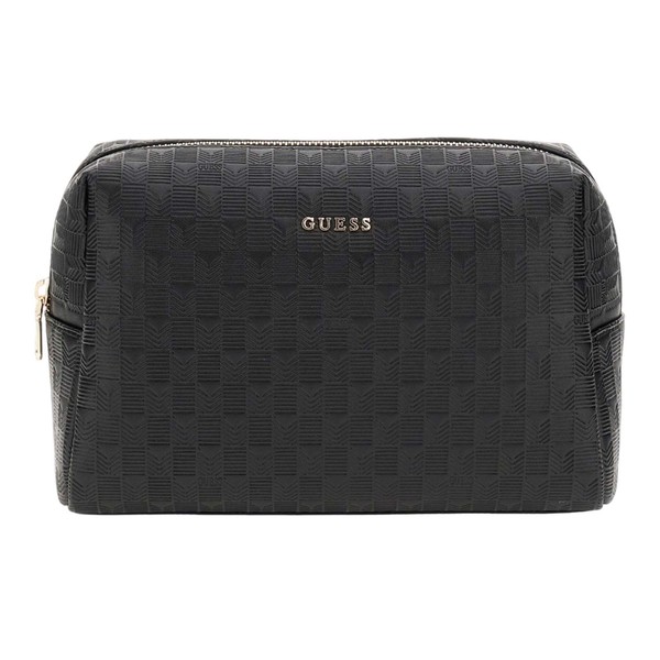 GUESS Large Top Zip Cosmetic Bag Black, black