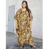 Oussum Gypsie Blu Women's Leopard Print Kaftan Plus Size Kimono