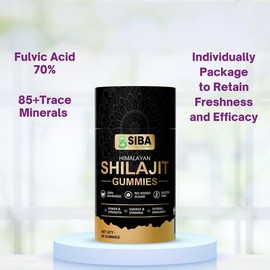 Siba Shilajit Gummies | 250mg Pure Himalayan Shilajit | Energy Boost & Immune Support | Non-GMO, Lab-Tested | 60 Gummies