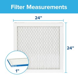 Filtrete 24x24x1 AC Furnace Air Filter, MERV 13, MPR 1900, Premium Allergen, Bacteria & Virus Filter, 3-Month Pleated 1-Inch Electrostatic Air Cleaning Filter, 6-Pack (Actual Size 23.81x23.81x0.78 in)