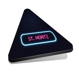 1x Triangle MDF Magnet 6cm - Neon Sign Design St. Moritz Town Switzerland - Fridge Locker Office Whiteboard Toolbox #350431