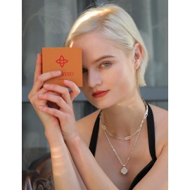 ITS4YEO Four Leaf Clover Pendant Necklace Silver Clover Necklace Double Layer Chain Necklace Paperclip Necklace Birthday Valentine's day Jewelry Gift for Women Wife