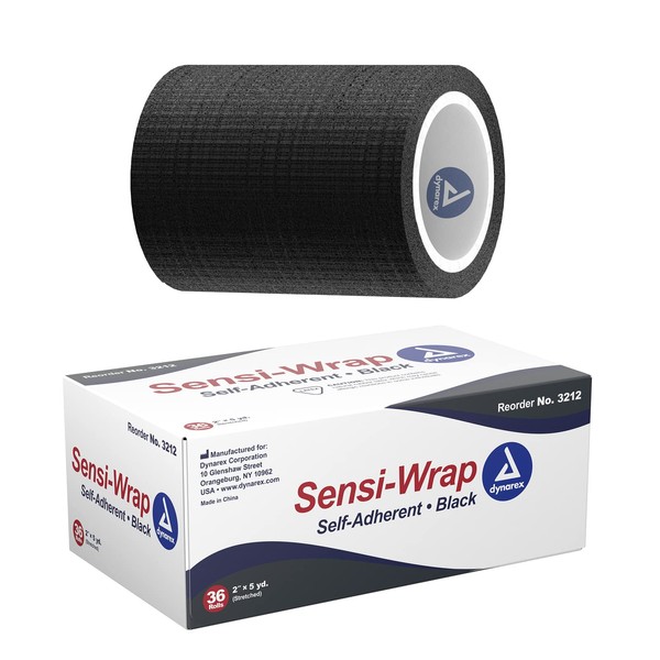 Dynarex Corporation Sensi-Wrap Self-Adherent Bandage Rolls, Black, 3" x 5 Yards, 24 Count (Pack of 24)
