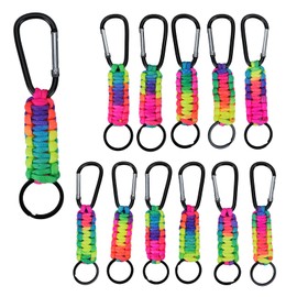 HO2NLE Pack of 12 Paracord Key Rings with Carabiner Braided Lanyard Multifunctional Lanyard Paracord with Clip Ring for Outdoor Camping Hiking, multi-coloured