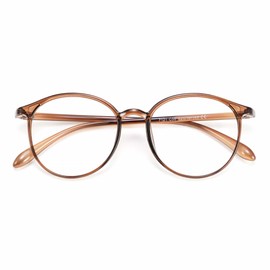 Cyxus 8219 Date Glasses Blue Light Cut Glasses, No Degree, UV Protection, Lightweight Design, Stylish, Unisex, Bright dark tea