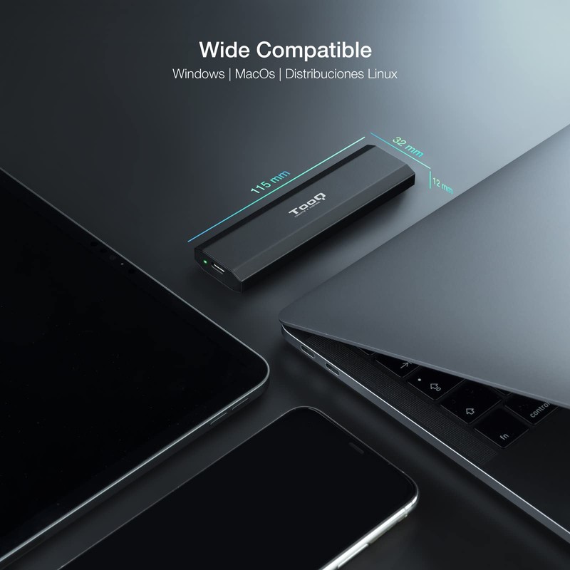 Tooq TQE-2223B Black Aluminum Simple Opening USB 3.1 Gen2 10Gbps
