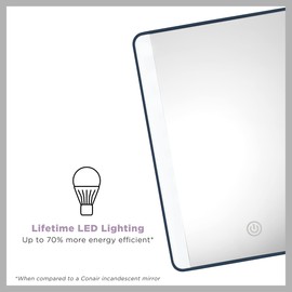 Conair Lighted Makeup Mirror, LED Vanity Mirror with Adjustable Base, Battery Operated in Blue