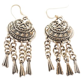 WINDALF Vikings FINNA Earrings 6.1 cm Viking Jewellery Handmade High-Quality Bronze, Fabric