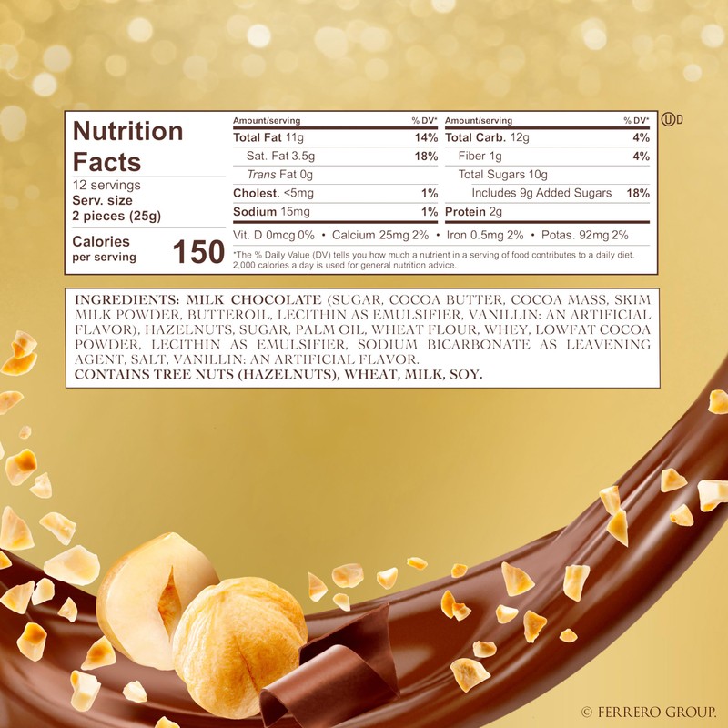 Ferrero Rocher, Premium Milk Chocolate Hazelnut, Individually Wrapped Chocolate Gift
