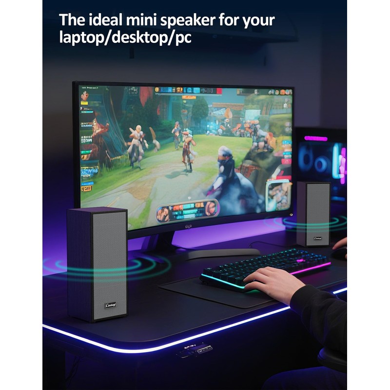 Computer Speakers, 2.0 Computer Speakers USB Input PC Speakers, USB-Powered