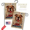 Patriotic Bulldog Burlap Garden Flag Set with Stand Animals Dog