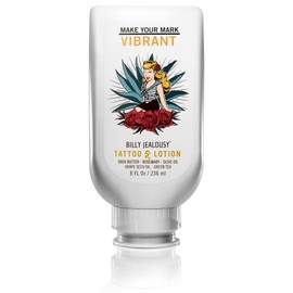 Billy Jealousy Tattoo Lotion for All Skin Types Formulated with Shea Butter, Essential Oils & Green Tea Leaf Extract, Tattoo Aftercare that Nourishes, Brightens & Soothes, 8 Fl Oz