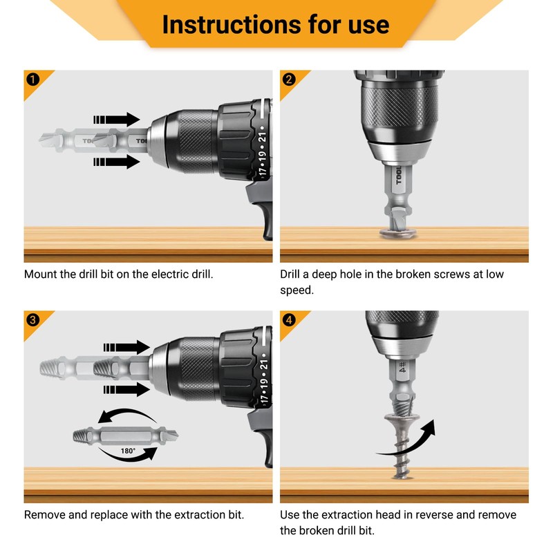 Toolmays 8pcs Damaged Screw Extractor Set, 5 Pcs Hss 4241