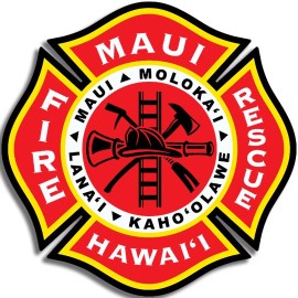 American Vinyl 3 inch Maltese Shaped Maui Fire Rescue Sticker (Dept Firefighter Hawaii decal)