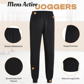Victory League Mens Joggers Sweatpants 3-Pack, Joggers, Sweatpants, Mens Jogger (US, Alpha, Medium, Regular, Regular, Set 3)