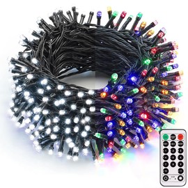 DAHAN Luces de Navidad, 20 M 200 LED 11 Modos de Iluminación Que Cambian de Color, Blanco Frío y Multicolor con Remoto, Enchufe de Extremo a Extremo para Exterior, Navidad, Fiesta