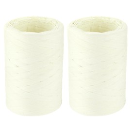 MECCANIXITY 2 Rolls Raffia Paper Ribbon Bulk,1/4 Inch Wide 110 Yards White Twine String Paper Yarn for DIY Craft Weaving, Decoration, Gift Wrapping