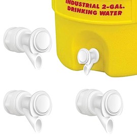 3Pcs Push Button Water Spigot Cooler Spigot Replacement, Reusable Water Spigot Compatible with Igloo 2, 3, 5, and 10 Gallon Water Cooler, Durable Spigot for 5 Gallon Bucket (White)