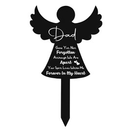 Embhlitfe Memorial Grave Stake Markers Acrylic Grave Markers for Cemetery Grave Decorations for Cemetery Grave Memorial Gift Black Angel Cross Memorial Stake for Yard Outdoor Decoration (Dad)