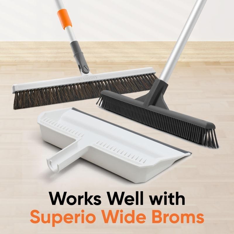 Superio 2-Pack Wide Plastic Dustpan with Comb - 16" Wide,