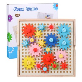 Xunsomten - Wooden Gears Toys for Kids, Smart Toys Critical Thinking Puzzle Games, Gears Creative Kids Games Toy for Boys and Girls 3-4-5-6-7-8-9-10-11-12