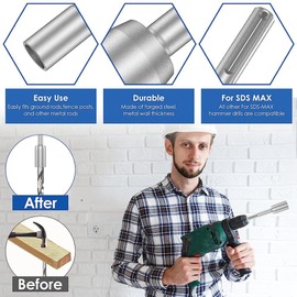 Eleqldwen SDS-Max Ground Rod Driver, 30mm Heavy Duty Steel Drill Bit Driver,for RotaryHammer Drill Grounding Rods (1.18 in)